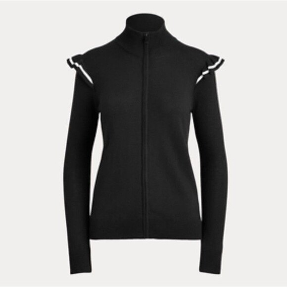 Ralph Lauren Sweaters - Polo Golf Ralph Lauren Sweater Full Zip Cashmere Blend Ruffle Women’s Small